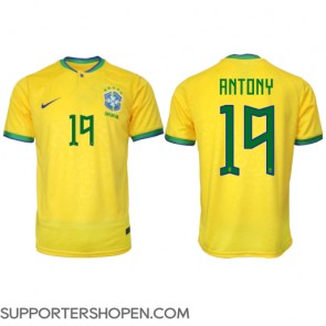 Brasilien Antony #19 Hemma Matchtröja VM 2022 Kortärmad